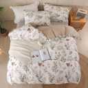 OAITE Duvet Cover Twin Size - 100% Cotton Comforter Cover Floral Duvet Cover Sets 3-PC, Breathable Duvet Cover with Zipper Closure & Corner Ties