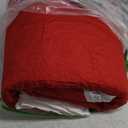 Christmas Quilt Set Ruffled Quilt Set King Size - 3 Pieces Red Shabby Chic Farmhouse with White Ruffle Bedding Holiday Style Oversized Bedspread with Shams for New Year (King-96*108)