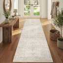 Rugxara 2'6" x 8' Hallway Runner Rug, Non Slip Boho Runner Rugs for Hallway, Kitchen, Entrance, Bathroom, Laundry Room, Soft Ultra-Thin Entryway Carpet, Throw Low Pile Retro Carpet, Brown
