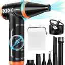 Compressed Air Duster, 150000RPM Stepless Speed Tiny Electric Cleaner for Keyboard, PC Deep Cleaning, Replace Compressed Air Can-No Canned Air Duster, Rechargeable Air Blower - Vibrant Orange