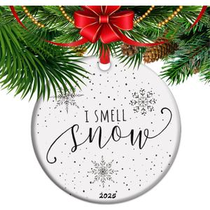 I Smell Snow Christmas Ornament 2025 Funny Ceramic Gift Winter Humor Decor Holiday Keepsake Festive Tree Ornament (C11)