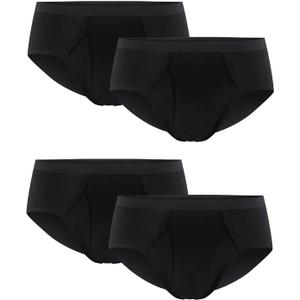 Huata Men's Underwear Briefs Soft Cotton Classic 4 Pack Panties (Black, S)