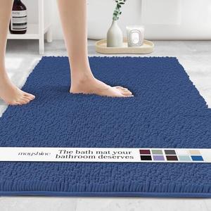 MAYSHINE Chenille Plush Runner Rug, Dark Blue, 71x31 in, Machine Washable, Non-Slip Door Mat, Bath Mat with Water Absorbent Quick Drying Microfiber Shag Carpet