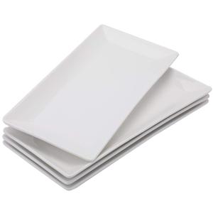 Foraineam 4 Pack Porcelain Serving Platters 10-1/4 x 5 inch Rectangular Serving Trays, Dessert, Appetizer, Salad Side Plates