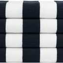 Salt Earth Cotton Striped Beach Cabana Towel, 4 Pack - 30"x60" Quick Dry Towels, Pool Essentials, Travel, Gym & Bathroom Towels, Oversized Beach Vacation Essentials (Navy Blue)