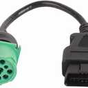 9 Pin to 16 Pin Cable Adapter, Round OBD2 Interface 9 Pin to 16 Pin Truck Diagnostic Scanner Cable Adapter Diagnostic Scan Tool Replacement Truck Diagnostic Cable Fit for Cummins Engine