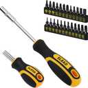 26-Piece Magnetic Screwdriver & Bit Set - Strong Magnetic Bit Holder and Screwdriver Bits, Durable & Versatile, Ergonomic Cushion Grip 95mm & 210mm Handles, Torx, Square, Phillips, Slotted Bits