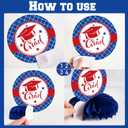 2026 Graduation Party Decorations 10PCS Red Blue Graduation Honeycomb Centerpieces Congrats Grad Honeycomb Table Centerpieces Class of 2026 3D Table Topper Decor for Graduation Party Favor Supplies