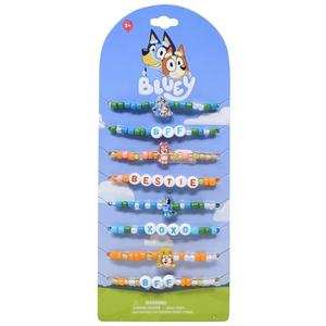 HER Bluey Character Beaded Friendship Bracelets for Kids, 16 Pack, Ages 3+ Stickers