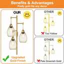 Dimmable Floor Lamp, Industrial Floor Lamps for Living Room, Gold Tree Lamp Standing Lamp Tall Lamps with 3 Elegant Teardrop Cage Head & 800 Lumens LED Bulbs for Living room Bedroom Office Dining Room