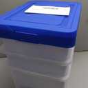 IRIS USA File Storage Box with Lid, Document Protection Box for Letter/Legal Files, Safety File Storage Container, Portable Stackable Filing Organizer, 35 Qt, 3 Pack, Clear/Blue