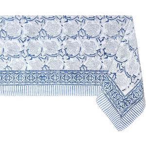 ATOSII Santorini 100% Cotton Fall Tablecloth, Handblock Print Blue Rectangle Table Cloth for Kitchen I Dining Table Linen I Parties Wedding Christmas Thanksgiving I Fall Decor 60 X 108 Inches (108" x 60" (Rectangular))
