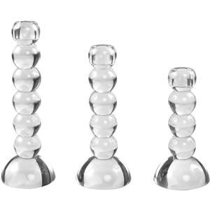 3-Piece Set of Crystal Candlestick,Crystal Candlestick Holder and Conical Candle,Innovative Design,Table Centerpiece Wedding Home Decor