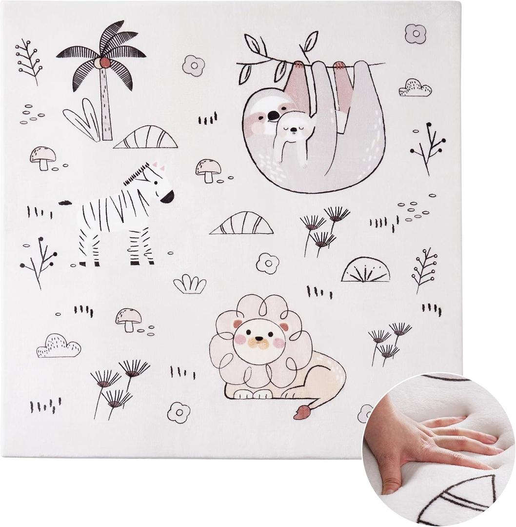 ROBOTIME Baby Play Mat 50"x50", Extra Thick 30D Sponge Baby Mat for Floor, Non-Slip & Washable Play Mat for Babies 0-6 Months, Perfect for Playpen, Tummy Time & Infants