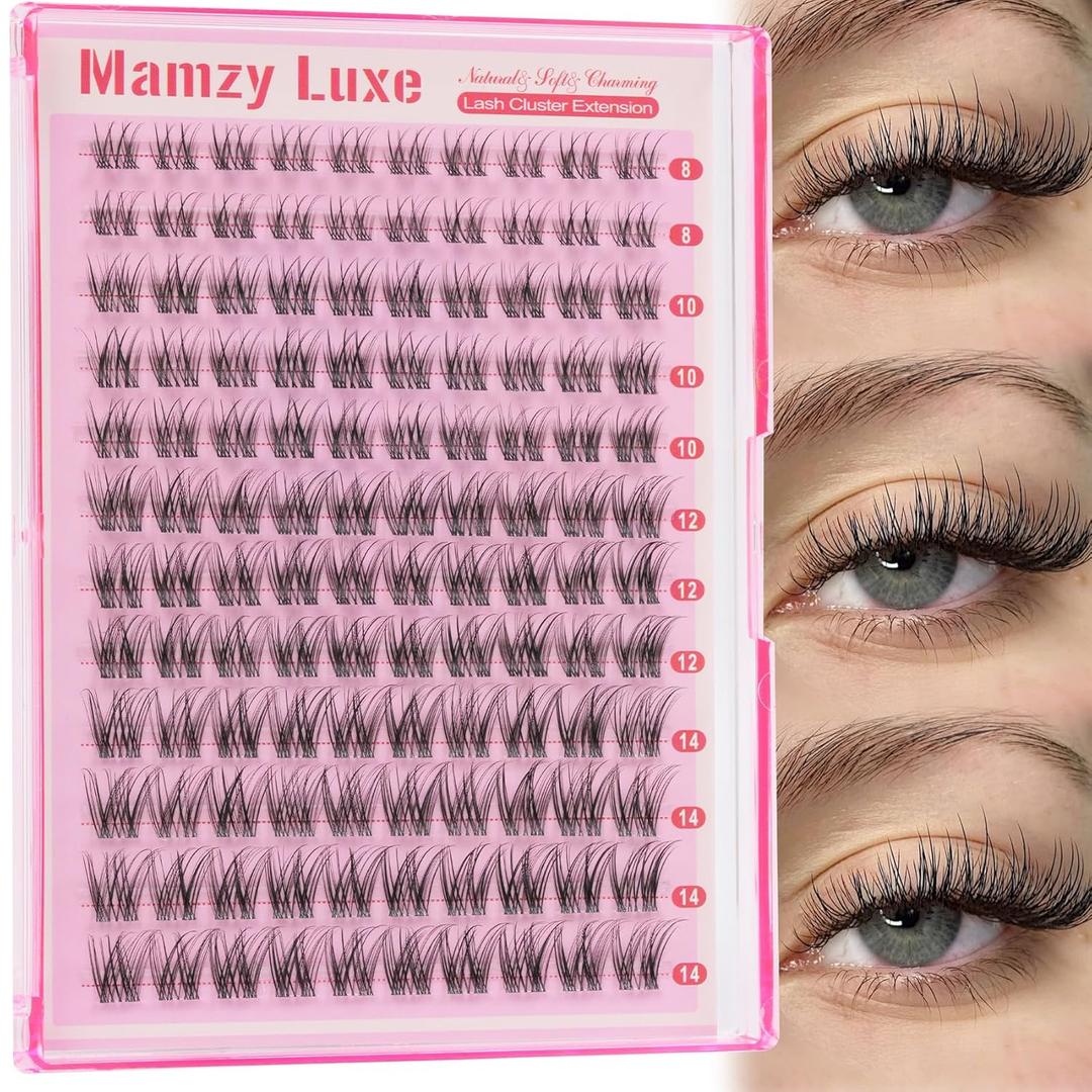 Wispy Lash Clusters Natural 8-14MM Eyelash Clusters CC Invisible Band Short Curly Cluster Eyelash Extensions DIY Versatile Eye Lashes Clusters Extension by MAMZY LUXE