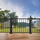 Heavy-Duty Outdoor Deck Fence Gate, Black Adjustable Steel Fence Gate with 48''W x 32.5''H, Deck Gate Outdoor - Metal Garden Gate for Yard, Patio, Backyard, Pet Containment, No Hinge Design