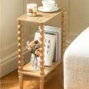 Fultyle Narrow End Table, Small Narrow Side Table with 2-Tier Storage, Skinny Bedside Table Nightstand for Narrow Spaces, Living Room, Bedroom (Rustic Walnut)
