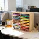 11-Tier Bamboo Marker Organizer with 22 Compartments - Holds 176 Art Markers, No Assembly Horizontal Storage Marker Rack, Bamboo Pen Holder for Desk, Classroom & Office Stationery