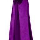 Velvet Hooded Cloak for Adults Full-Length Medieval Cape with Oversized Hood for Halloween Cosplay Gothic Wizard (Purple, L)
