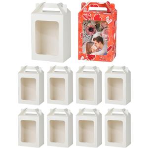 PYD Life 10 Pack Sublimation Gift Boxes Blanks 7" x 5.1" x H 11.8" with Clear PET Window Built-In Handle Matte White for Party Favors, Birthday, Christmas, Holidays Gifts Wrapping Packing