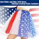 Red White Blue Tutu Skirt for Women Adult 3-Layer Plus Size Patriotic Tulle Skirt for 4th of July, USA Theme Party Costume (Blue)