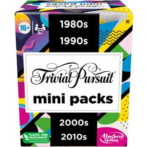 Hasbro Games Trivial Pursuit Mini Packs Multipack, Fun Trivia Questions for Adults and Teens Ages 16+, Includes 4 Game Featuring 4 Decades