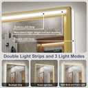 24x32 Inch Gold LED Bathroom Mirror with Front & Back Lights, Adjustable 3000K/4500K/6000K, Wall Mounted Framed Lighted Bathroom Vanity Mirror, Dimmable, Anti-Fog, Horizontal/Vertical