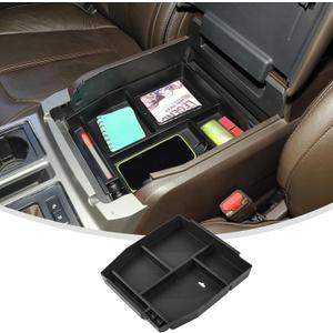 Linskip Center Console Organizer Tray Compatible with 2015-2020 F150 & 2017-2021 F250 F350 F450 Bucket Seats & 2018-2024 Ford Expedition, Interior Accessories (Bucket Seat - No Anti-Slip Pad)