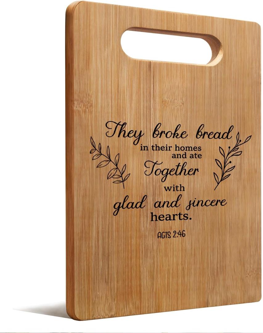 Christian Mother's Day Birthday Gifts for Women Faith Mom Grandma, Christian Cutting Chopping Boards for Kitchen, Bible Verse They Broke Bread Act 2:46 Decorative Bamboo Cutting Board