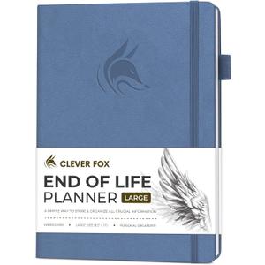 Clever Fox Large End of Life Planner  Guided Final Arrangements Organizer Notebook for Instructions, Beneficiary Info, Will Preparation, Last Wishes & Funeral Planning  8.5" x 11" (Smoke Blue)