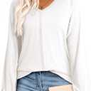 Dokotoo Womens Tops Fashion V Neck Long Sleeve Tops for Women Fall Outfits for Women 2025 Casual Loose Blouses (L)