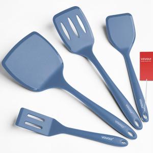Silicone Spatula Set, 600F Heat Resistant Silicone Spatula Turner Flipper for Cooking, Non Stick and Non Scratch Kitchen Utensils for Eggs & Pancakes, 4 Pack,Starry Blue