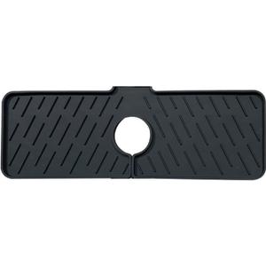 Silicone Faucet Mat for Kitchen Sink Suitable for Kitchen Bathroom Tool Drip Protector Splash Countertop Gift Silicone Faucet Water Catcher Mat (Black)