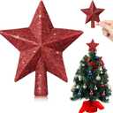 Hanaive 4 Inches Christmas Tree Topper Glitter Star Tree Topper Christmas Tree Decoration Treetop Decorative Star Ornaments for Home Christmas Xmas Party Holiday Decor (Red)