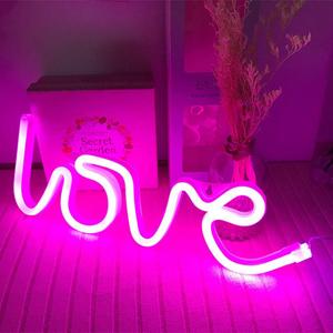 Neon Love Signs Light LED Love Art Dorm Decor Sign-Wall Decor-Table Decor for Valentine's Gift Girls Room Kids Room Living Room House Bar Pub Hotel Beach Recreational Battery or USB Powered Light