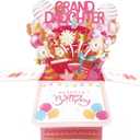 2 x Asmallgf Great Birthday Gifts Card for Granddaughter Adult Kid, Happy Birthday Popup Card from Grandma Grandpa, Money Box from Nana