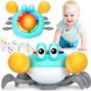 TooyBing Musical Crawling Crab Baby Toy, Tummy Time Toy for 6-12 Month Boy Girl, Light-up Walking Dancing Moving Crab for 1 Year Old Baby Educational Learning, Great Gift for 12-18 Month Infant (Blue)