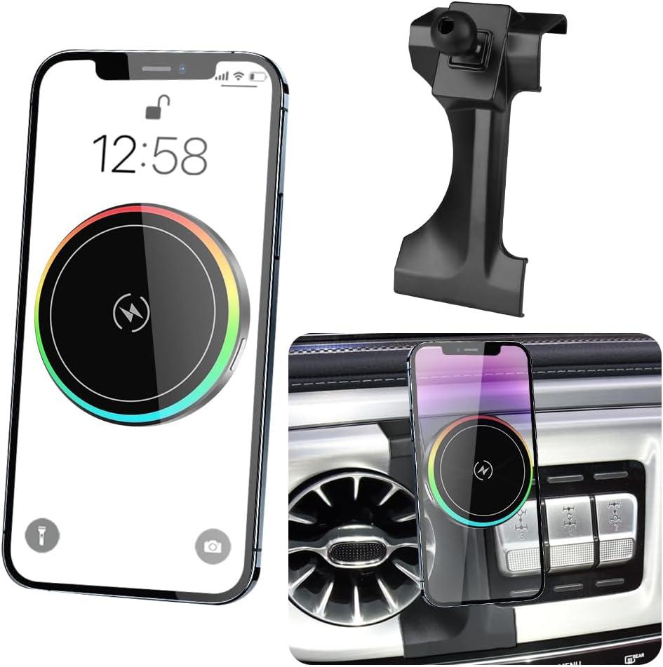 Magsafe Car Magnetic Phone Mount for Mercedes Benz G-Class 2019 2020 2021 2022 2023 2024 G Wagon G550 G500 AMG G63 G55 W463 Auto Accessories Cell Phones Holder Fast 15W Wireless Charger