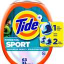 Tide Power PODS Laundry Detergent Soap Pacs with Febreze Sport, 63 Count, Laundry Pods with Febreze Freshness and Sport Odor Defense (133)