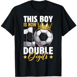 This Boy Now 10 Double Digits Soccer 10 Years Old Birthday T-Shirt