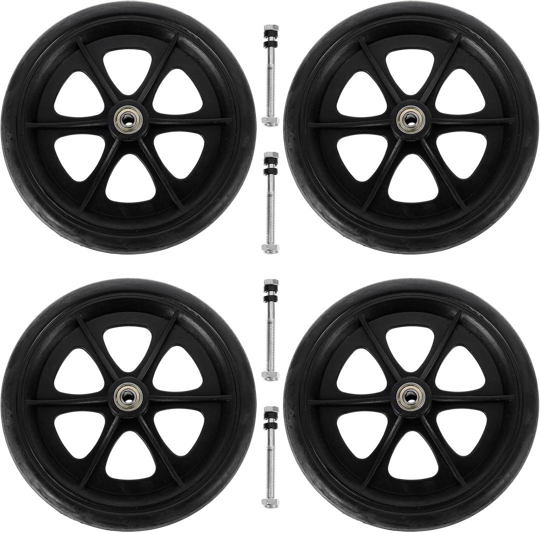 DOITOOL Heavy Duty Wheelchair Front Wheel Replacements 8 Inch Universal Caster Wheels for Mobility Walkers Aids Rollators Smooth Non-Slip Knee Scooter Parts 4 Pack