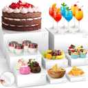 8 Pcs Buffet Food Risers,11" Large Acrylic Dessert Cupcake Table Stands White Fruit Display Shelf Catering Supplies Party Jewelry Show Decor Risers With Protective Film 11",10", 8", 7",6",5",4", 4")
