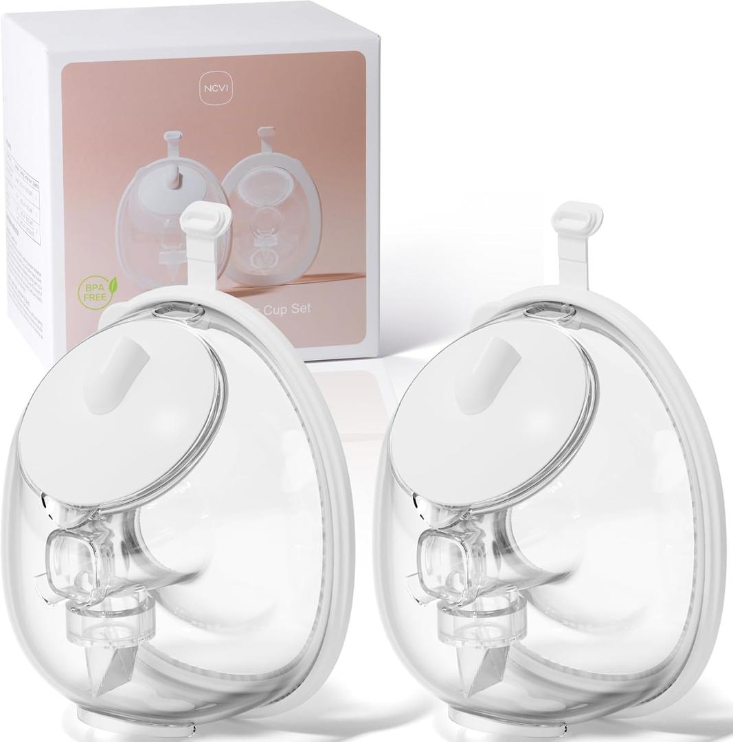 NCVI Collection Cup Accessories for Wearable Breast Pump 3110/8787/8786/8122-3, 5oz Breast Milk Cups Match with 21/24 Silicone Flanges Compatible with medela/momcozy/Spectra, 2 Pack