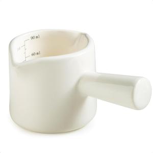 Espresso Measuring Cup, Ceramic Espresso Cup Double Spouts Expresso Shots Cup with Handle, Espresso Accessories, 3 Oz/ 90 Ml, White