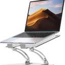 Nulaxy Ergonomic Adjustable Laptop Stand for Desk, Dual Foldable Computer Riser with Advanced Heat-Vent, Heavy-Duty Portable Notebook Holder for Posture Correction, Compatible with Mac 10-17" Laptops, A-Silver