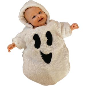 Infant Baby Girl Boy Halloween Outfits Long Sleeve Jumpsuit Ghost Romper One Piece Fall Winter Hoodie Bodysuit 0-3M