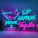 Tequila Neon Sign Led Pink Neon Signs Letter Neon Lights Neon Bar Signs for Wall Decor USB Light Up Sign Neon for Gift Bar Bedroom Restaurant Man Cave Cafe Bistro Club Halloween Party