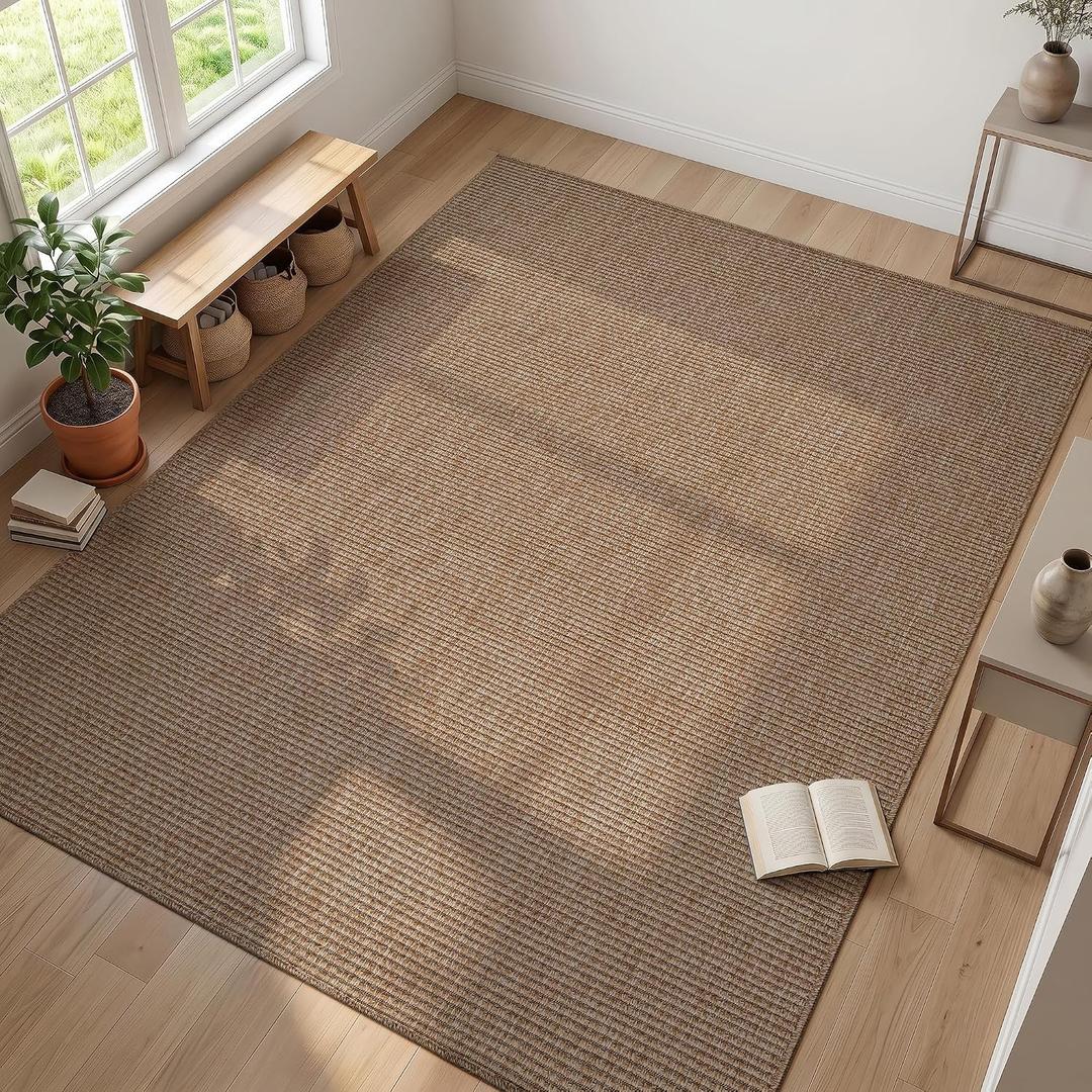 Easy Jute Area Rug Natural 8x10 Indoor Outdoor Rugs for Bedroom