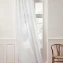 Solino Home Flax Linen Sheer Curtain 72 Inch - European 100% Pure Linen Sheer White Window Treatment Panel 52 x 72 Inch - Light Filtering Rod Pocket Curtain for Living Room, Bedroom