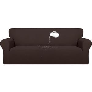PureFit 100% Dual Waterproof Couch Cover Slipcovers for Couches and Sofas - Stretch Non Slip Fleece Sofa Covers Washable, Leakproof Furniture Protector for Kids, Pets, Dog (Sofa, Chocolate)